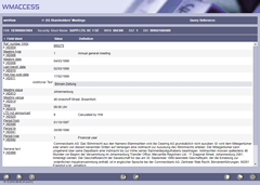 A click on an entry of the query history opens the hit list or detail display at that time without entering the search criteria again.