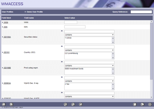 Individual search mask: research for active Luxembourgian funds with reporting obligation in accordance with §9 securities trading act (WpHG).