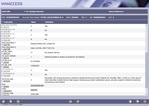 Detail display EU savings directive (ZIV)