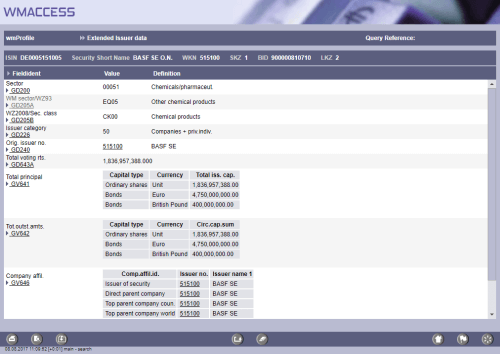 Detail display extended issuer data
