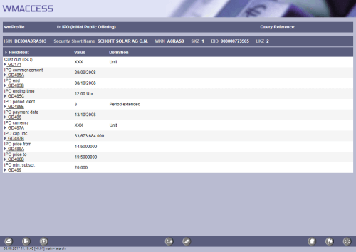 Detail display IPO (Initial Public Offering)