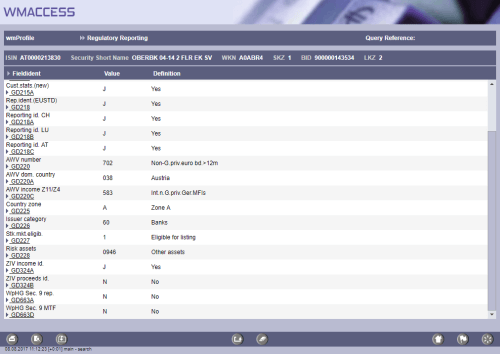 Detail display regulatory reporting