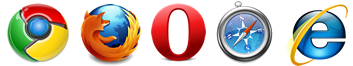 Unterstützte Browser Logos unterstützter Browser