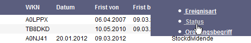 Die letzte Spalte wird gegen ein anderes Feld ausgetauscht.