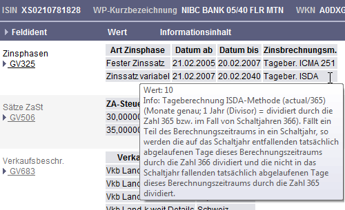 Höchste Detailebene für Verknüpfungsfelder - Anzeige Fließtext im Tooltip.