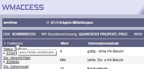 Leere Felder einblenden
