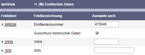 Suche mit der Emittennummer 470049 und Ausschluss historischer Daten. Suche mit der Emittennummer 470049 und Ausschluss historischer Daten.
