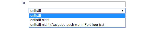Auswahlbox zur Interpretation der erfassten Suchkriterien.