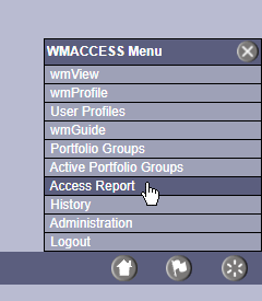 Selecting option 'Access report'