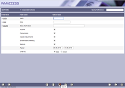 Search for corporate actions from September 9, 2019 to September 14, 2019 in the total portfolio of the WMACCESS database.