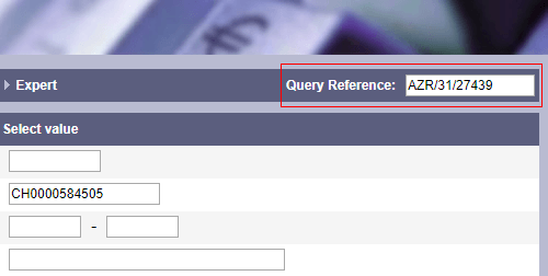 Recording of a query reference, e. g. client number, file number or project number