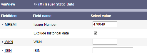 Search with issuernumber 470049 and exclusion of historical data
