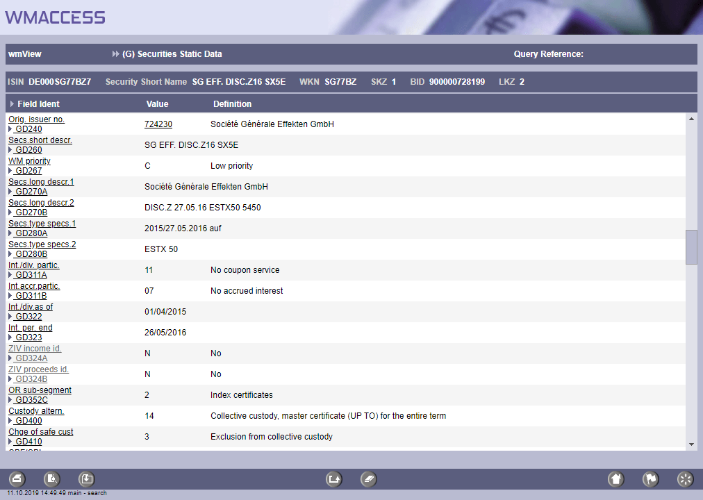 Security Master Data Securities master data from WM-Daten for over 4.5 million securities